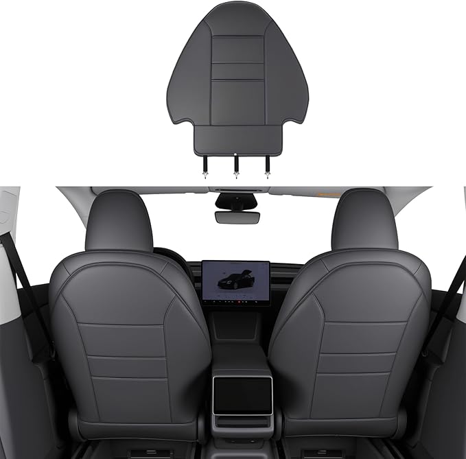 Seat Back Protector for Tesla Model Y Juniper/3/X/S Accessories Leather Kick Protectors Mats with Dual-Layer Organizer Pockets for Drivers Waterproof Scratchproof Dirt-Resistant Backseat Cover