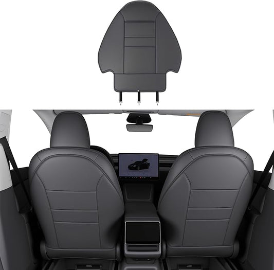 Seat Back Protector for Tesla Model Y Juniper/3/X/S Accessories Leather Kick Protectors Mats with Dual-Layer Organizer Pockets for Drivers Waterproof Scratchproof Dirt-Resistant Backseat Cover