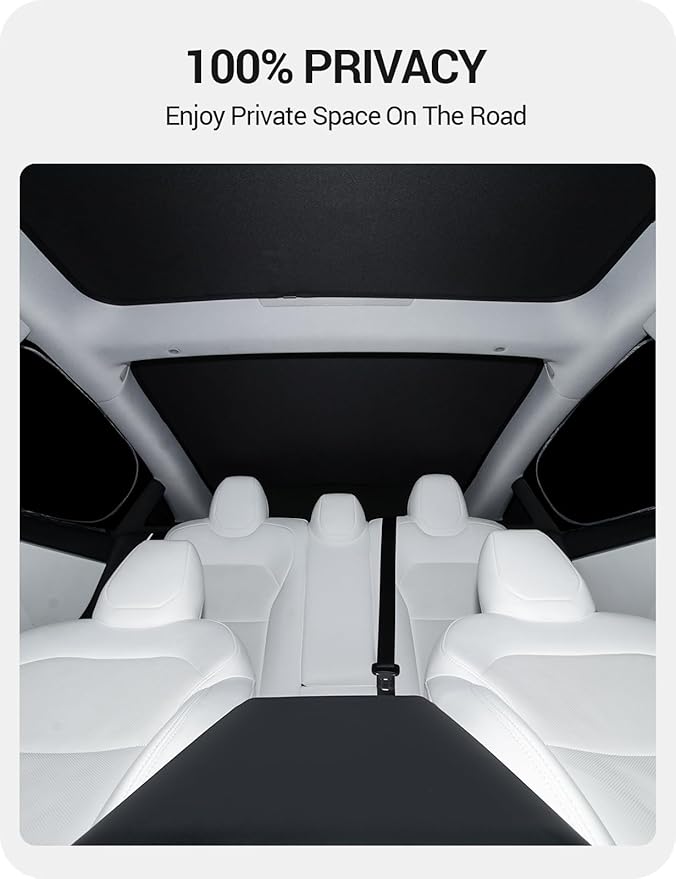 BASENOR 2026-2017 Tesla Model 3 Side Window Sunshade for Kids & Camping & Privacy Rest, (Proprietary Design) Rear Window Sun Shade Reflective Window Cover 100% UV Rays for Model 3
