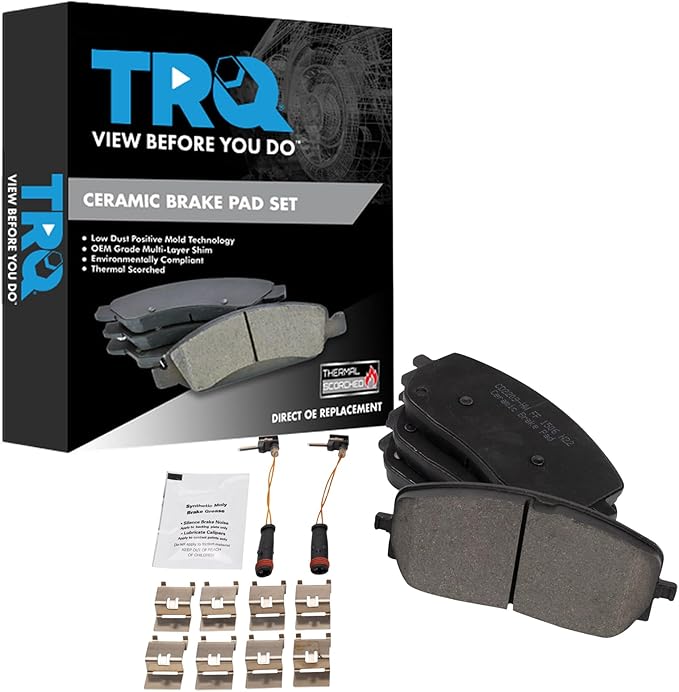 TRQ Front Ceramic Brake Pad Set Compatible with 2020-2022 Mercedes-Benz CLA250 Sport Package 2020-2022 GLA250 2020-2022 GLE350