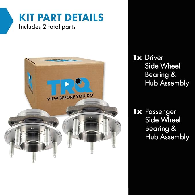 TRQ Left and Right Wheel Bearing and Hub Assembly Set 2 Piece Compatible with 16-19 Chevrolet Malibu 18-19 Buick Cascada 16-18 Envision 17-18 Envision AWD 17-19 Lacrosse 17-19 Lacrosse AWD