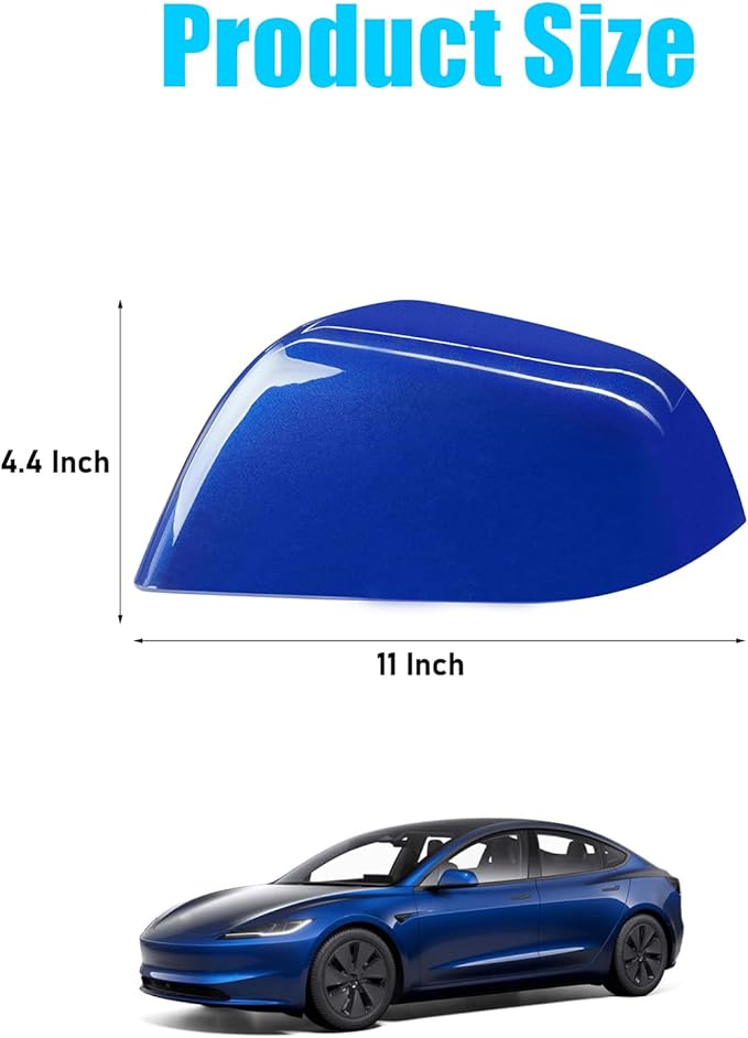 Jaronx Compatible with Tesla Model 3 Side Mirror Cover Replacement 2017 2018 2019 2020 2021 2022 2023 2024 2025, Driver Side Rear View Door Mirror Cover Caps for Model 3 Accessories(Blue)