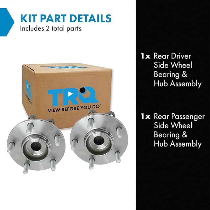 TRQ 2 Piece Rear Wheel Bearing & Hub Assembly Set with ABS Sensor Compatible with 2018-2020 Mitsubishi Eclipse Cross 2014-2020 Outlander Outlander PHEV 2013-2015 Outlander Sport