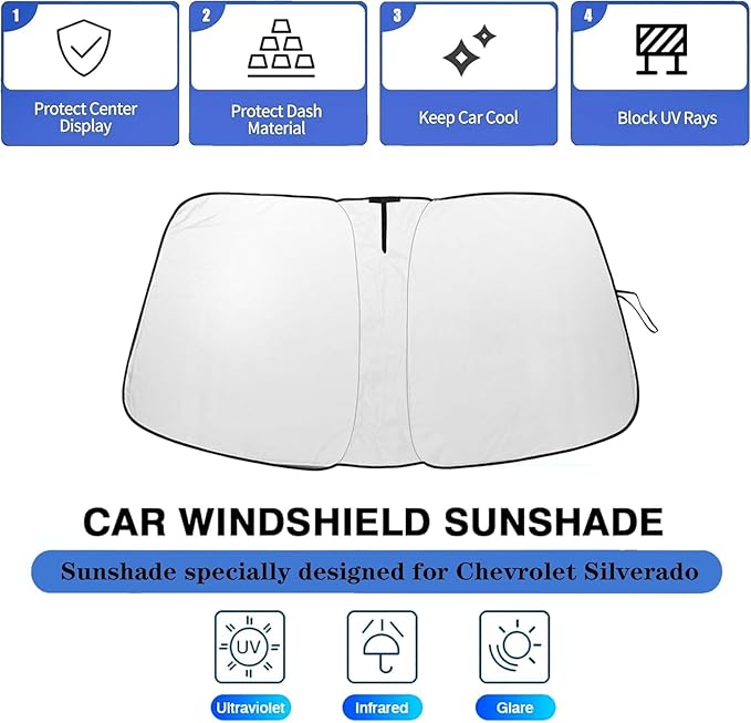 Car Windshield Sunshade Compatible with Jeep Grand Cherokee, Front Window Shades with Storage Bag, Foldable Windshield Cover Reflective Sun Visor Protector - Keep Your Car Cool (fit Grand Cherokee)