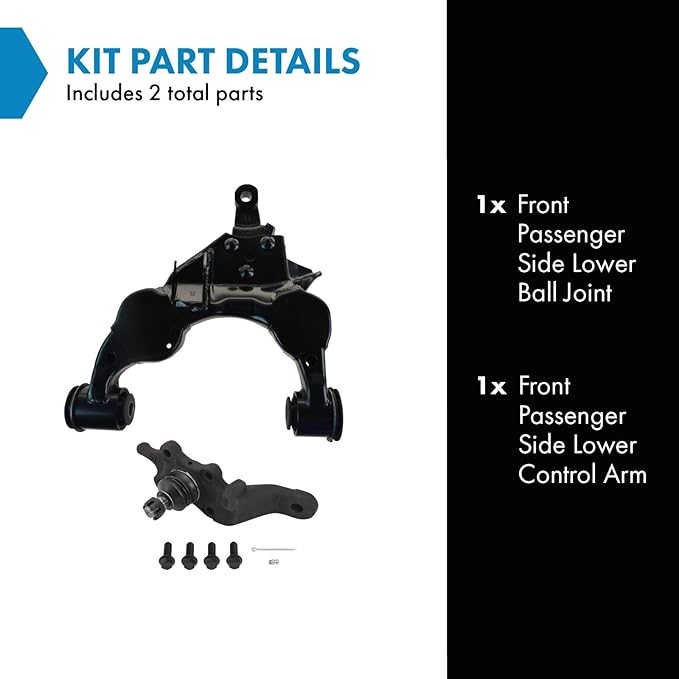 TRQ Front Right Lower Control Arm with Ball Joint Compatible with 2000-2002 Toyota Tundra 2001-2002 Sequoia
