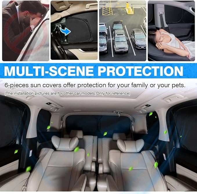 T TGBROS Windshield Sun Shade for Jeep Grand Wagoneer 2022-2025 2026 Car Window Shades Thicken UV Block and Blackout Privacy Foldable Sunshades 8PCS Accessories Keep Cool Sun Visor Covers