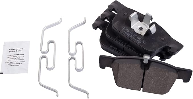 TRQ Front Ceramic Brake Pad Set Compatible with 17-22 Volvo V90 Cross Country 20-22 V60 with 322mm Diameter Front Rotors Models