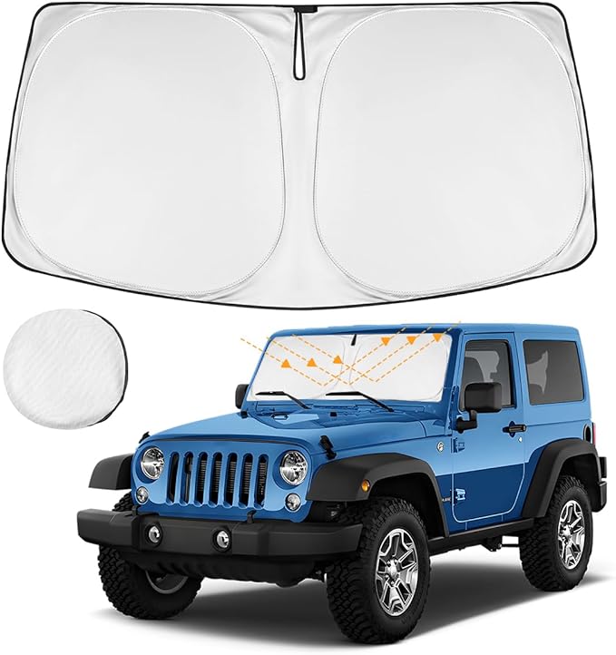 NEVERLAND Windshield Sun Shade for Cars, 210D Oxford Fabric Universal Front Window Sunshade Cover (57.87" x 27.56"), Heat & UV Rays Blocker for SUV and Sedan Interior Protection