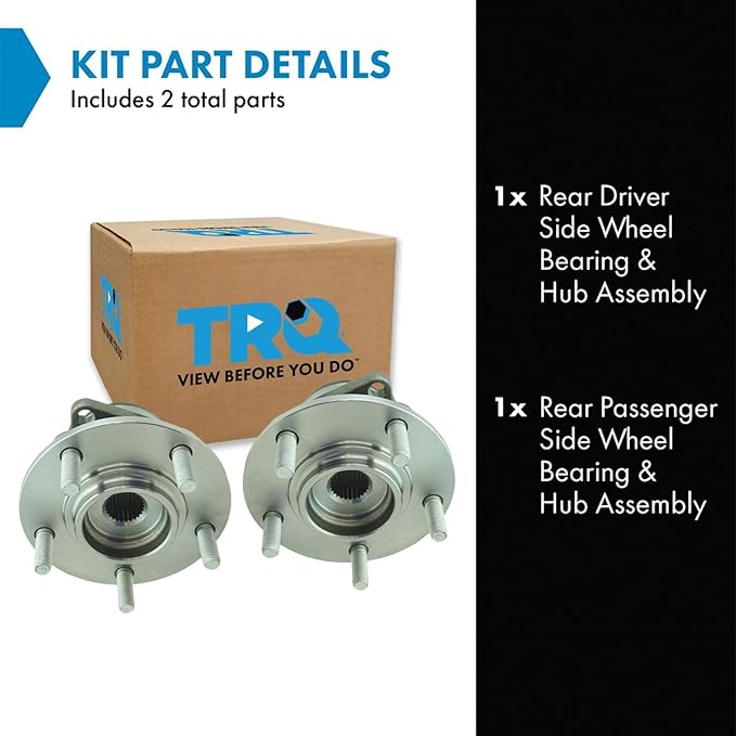 TRQ 2 Piece Rear Wheel Bearing & Hub Assembly Set AWD Compatible with 2007-2013 Mitsubishi Outlander