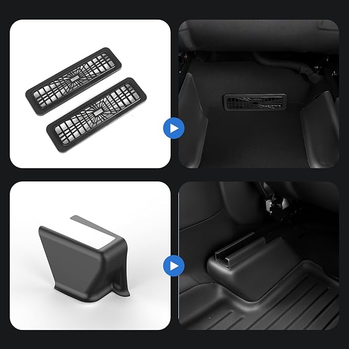 for Tesla New Model Y Underseat Protector Seat Track Covers Protection Kick Kit for 2025-2026 Model Y(Juniper) Accessories 7 PCS with 2 pcs. air outlets Protective Cover
