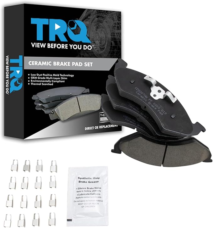TRQ Front Brake Pads Ceramic Hardware Compatible with 2000-2002 Dodge Dakota 2000-2002 Durango