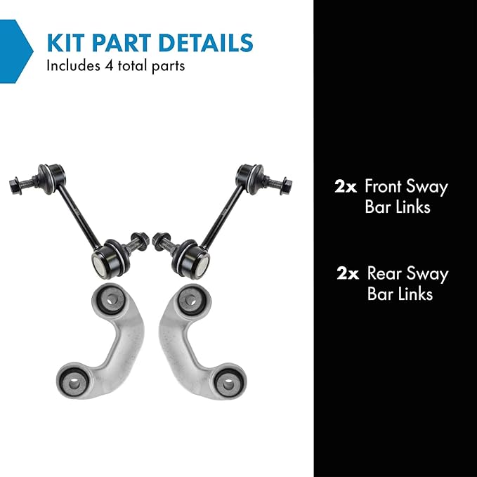 TRQ Sway Bar Stabilizer Link Set Front & Rear Compatible with 97-99 A8 97-03 A8 Quattro 01-03 S8