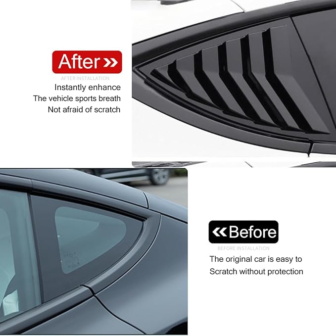 for Model Y Side Window Louver Cover Sport Style for Tesla Model Y 2021 2022 2023 2024 2025 Juniper Accessories 2Pcs(Glossy Black)