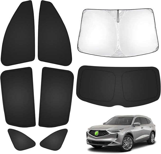 T TGBROS Windshield Sun Shade for Acura MDX 2022-2025 Car Window Shades Thicken UV Block and Blackout Privacy Foldable Sunshades 8PCS Accessories Keep Cool Sun Visor Covers