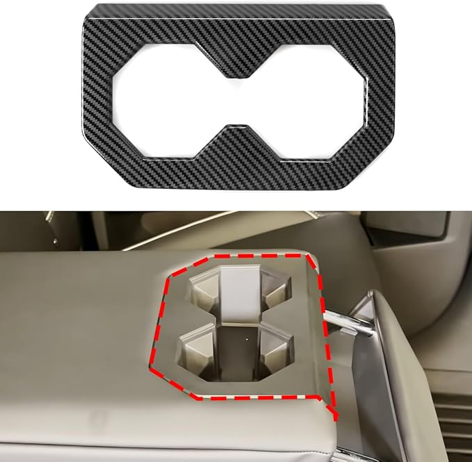 Barong for Tesla Cybertruck Accessoriess Interior Stickers Car Rear Seat Cup Holder Cover Trim Frame Decal Carbon Fiber Pattern