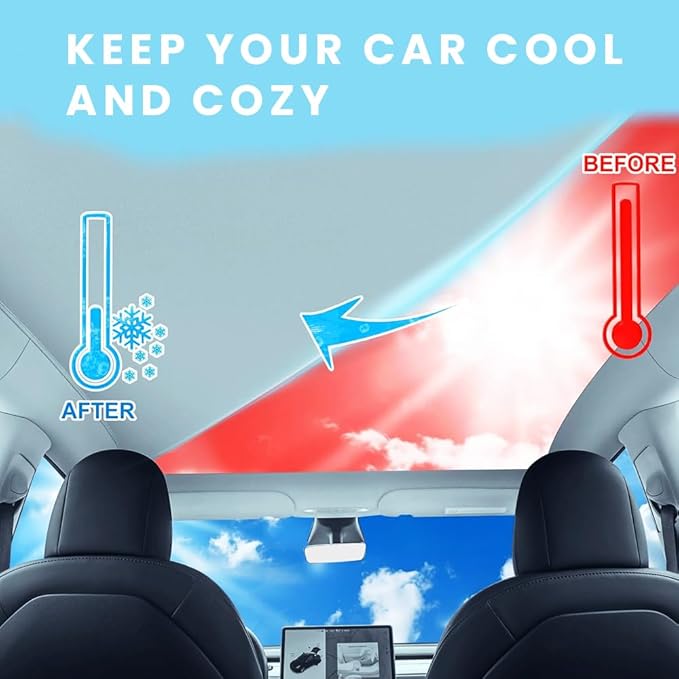 New Roof Sunshade Static Cling Electrostatic Adhesion Sunshade for Glass Roof Heat Insulation Compatible with Tesla Model 3