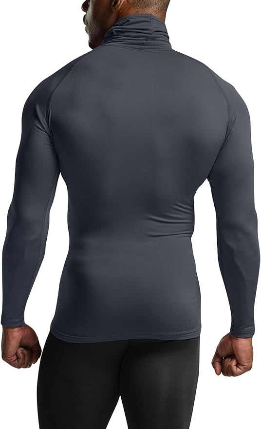 TSLA Men's Thermal Long Sleeve Compression Shirts, Mock/Turtleneck Winter Sports Running Base Layer Top