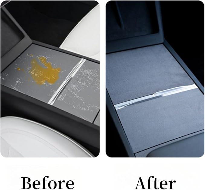 frani Center Console Wrap (Suede Edition) Designed for Tesla Model 3 Highland 2024-2026/Model Y Juniper 2025-2026,Tesla Center Console Cover for Model 3/Y Refresh