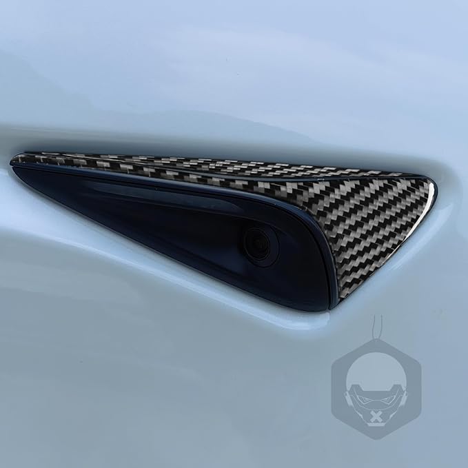 Carbon Fiber Stickers Front Fender Car Exterior Trim Compatible with Tesla Model 3 Accessories 2024 2025 Auto Exterior Accessories Universal Decorative Stickers Overlay Decal Cover