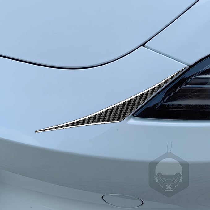 Carbon Fiber Stickers Rear Taillight Eyebrow Eyelid Eye Lid Decoration Sticker Car Exterior Trim Compatible with Tesla Model 3 2024 Accessories Overlay Decal Cover