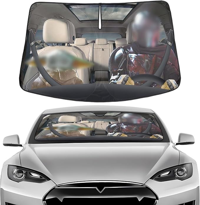 Windshield Sun Shade for T Vehicle (59x37 Inches), Automobile Sunshade, Protector Blocks UV, Car Accessories, Spring Car Decor