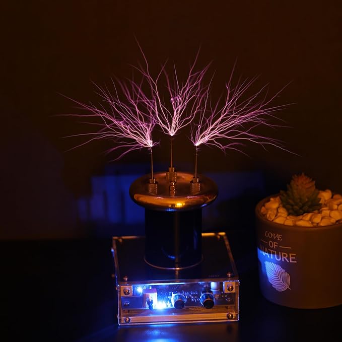 JZENT Bluetooth Music Tesla Coil SSTC Desktop Toy Plasma Loudspeaker Arc Generator Wireless Transmission Teaching Demonstration Experiment Model JE-28