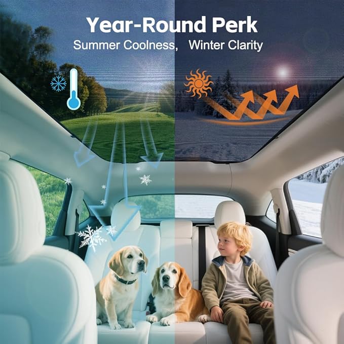 Lightweight One Piece Mesh Sunshade for Tesla Model Y Juniper/Launch, Tesla Model Y Rear Window Sunshade, UV Blocking & Heat Insulation, Easy Clip Install, Foldable with Storage Bag