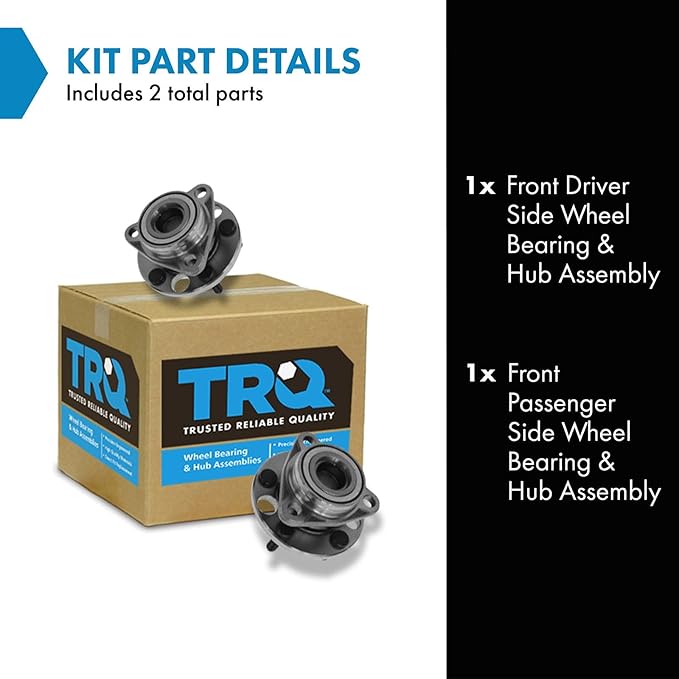 TRQ Front Left and Right Wheel Bearing and Hub Assembly Set 2 Piece Compatible with 1984-2005 Chevrolet Cavalier 1987-1996 Beretta 1987-1996 Corsica 1985-1998 Pontiac Grand Am 1995-2005 Sunfire