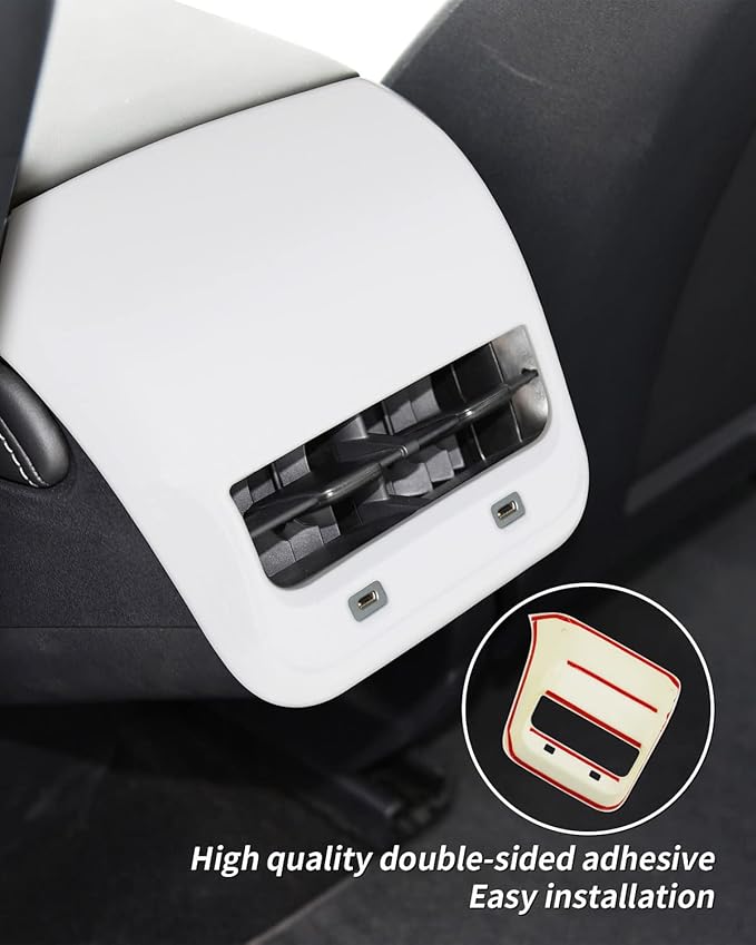 AC Vents Cover for Tesla Model 3 2017-2023, Rear Center Console Air Vent Trim for Tesla Model Y 2019-2024 (Matte White)