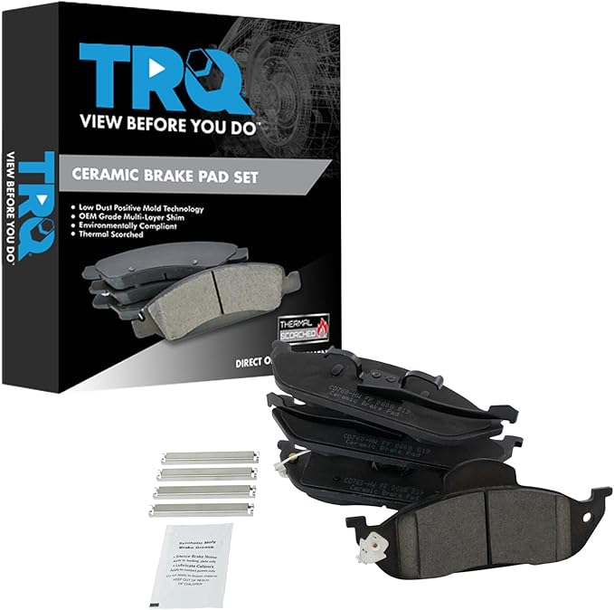 TRQ Front Brake Pads Ceramic Hardware Wear Sensor Compatible with 1998-2003 Mercedes-Benz ML320 2003-2005 ML350 1999 ML430