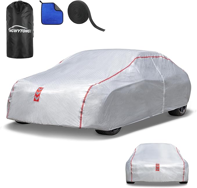 Car Cover Waterproof All Weather, 60 S Quick Install Underbody Wrap-Around Mount Car Covers for Automobiles （Copue-178 to 185 in）