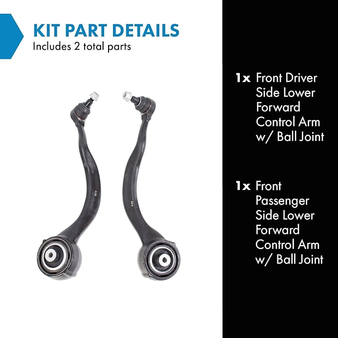 TRQ Front Left and Right Lower Control Arm with Ball Joint Set 2 Piece Compatible with 2017-2020 Land Rover Discovery 2013-2023 Range Rover 2014-2022 Range Rover Sport
