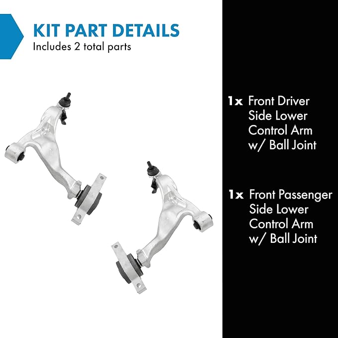 TRQ Front Lower Driver and Passenger Side Control Arm and Ball Joint Set 2 Piece Compatible with 2006-2010 Infiniti M35 Rear Wheel Drive 2006-2007 M45 2008-2010 M45 Rear Wheel Drive