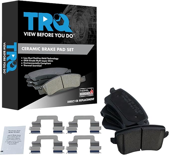TRQ Rear Brake Pads Ceramic Compatible with 2009-2016 Audi A4 A4 Quattro 2010-2014 A5 2008-2017 A5 Quattro 2013-2016 allroad 2009-2017 Q5 2010-2016 S4 S5 2014-2017 SQ5