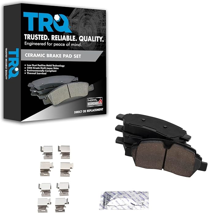 TRQ Rear Ceramic Brake Pad Set Includes Contact Point Grease Compatible with 2015-2019 Ford Transit-250 2015-2019 Transit-350 2015-2019 Transit-350 HD