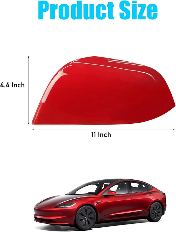Jaronx Compatible with Tesla Model 3 Side Mirror Cover Replacement 2017 2018 2019 2020 2021 2022 2023 2024 2025, Driver Side Door Rear View Mirror Covers Caps for Model 3 Accessories(Red)