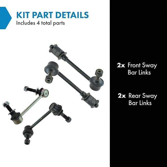 TRQ Front and Rear Sway Bar Link Set 4 Piece Compatible with 2003 Lexus GX470 04-09 GX470 without KDSS 03-09 Toyota 4Runner 07-14 FJ Cruiser 10-22 4Runner without KDSS