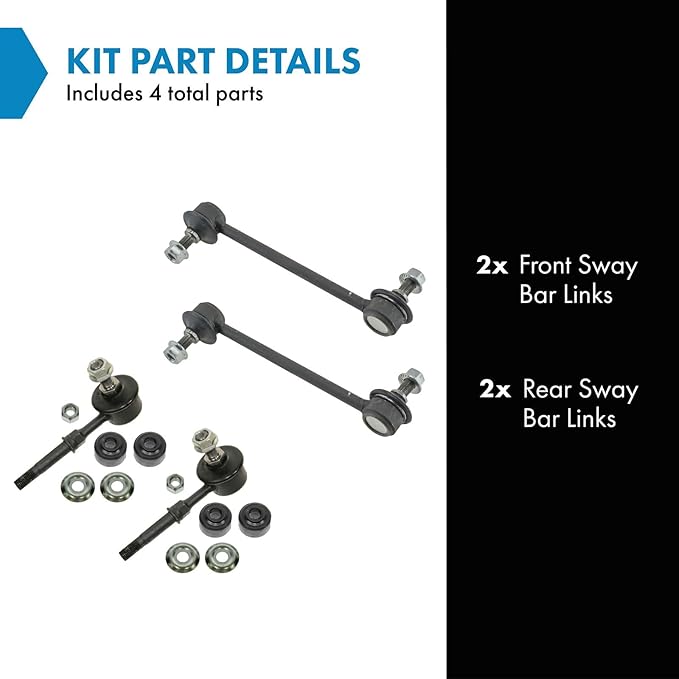TRQ Front & Rear Sway Bar Stabilizer Link Set Compatible with 1999-2005 Hyundai Sonata 2001 XG300 2002-2005 XG350 2004-2006 Kia Amanti 2001-2006 Optima