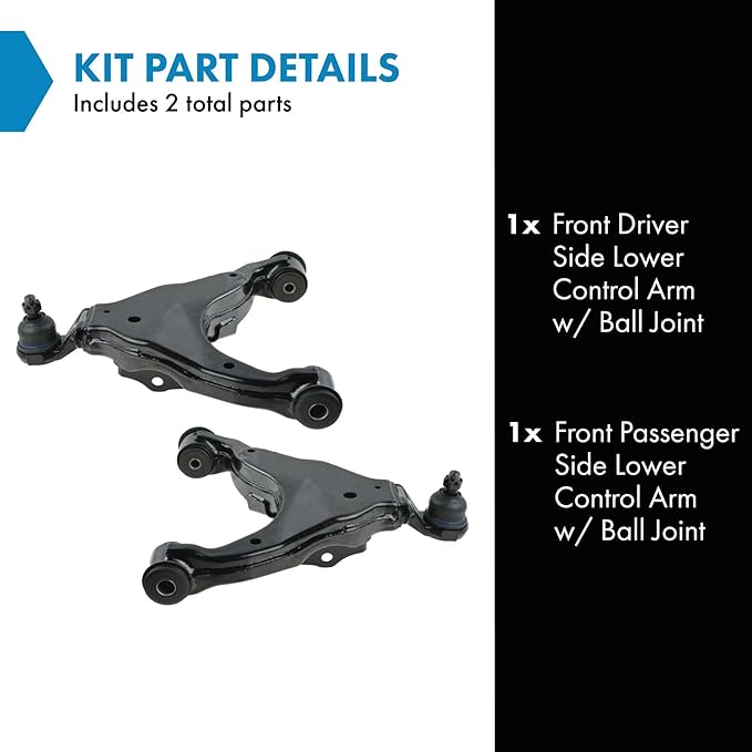 TRQ Front Lower Driver and Passenger Side Control Arm and Ball Joint Set 2 Piece Compatible with 05-15 Toyota Tacoma 4 Wheel Drive 05-15 Tacoma Pre Runner Rear Wheel Drive