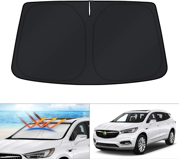 KUST Windshield Sun Shade for Buick Enclave Accessories 2018-2024 Custom Fit Sunshade Foldable Sun Visor Protector Blocks UV Rays Keep Your Car Cooler