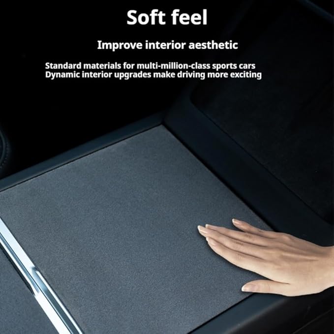 frani Center Console Wrap (Suede Edition) Designed for Tesla Model 3 Highland 2024-2026/Model Y Juniper 2025-2026,Tesla Center Console Cover for Model 3/Y Refresh