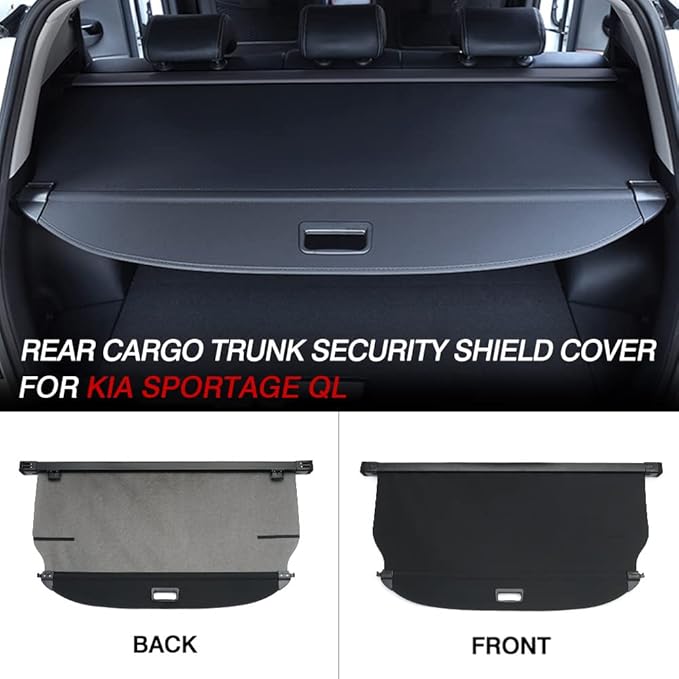 Powerty Cargo Cover for 2017-2022 Kia Sportage, Retractable Trunk Cover Trunk Shielding Shade for 2017-2022 Sportage Accessories Cargo Luggage Covers Black(Not Fit 2023 Sportage)