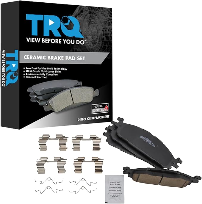 TRQ Front Brake Pads Ceramic Hardware Compatible with 2011-2019 Ford Explorer 2009-2019 Flex 2010-2019 Taurus 2009-2012 Lincoln MKS 2010-2019 MKT