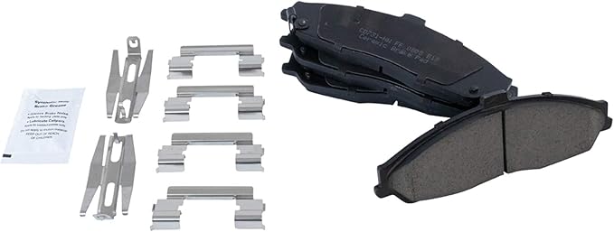 TRQ Front Brake Pads Ceramic Hardware Wear Sensor Compatible with 2004-2009 Cadillac XLR 1997-2013 Chevrolet Corvette