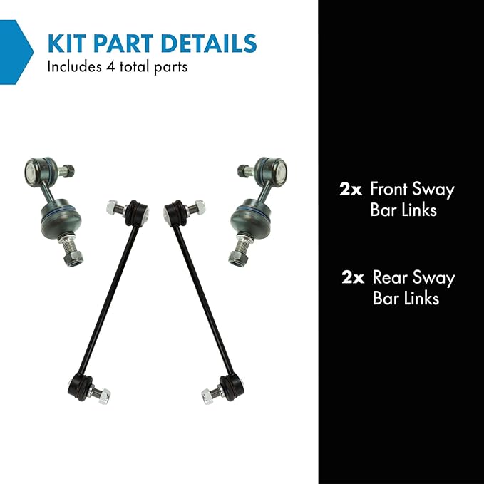 TRQ Front and Rear Sway Bar Link Set Compatible with 12-17 Hyundai Azera 12-14 Hyundai Sonata Hybrid L4 2.4L 13-14 Sonata SE L4 2.0L 12-15 Kia Optima 14-16 Cadenza
