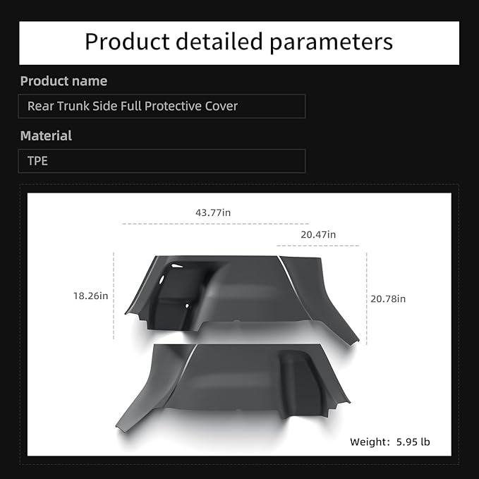LUCKEASY Rear Trunk Side Full Protective Cover for Tesla Model Y Juniper 2026 2025 5 Seat TPE Rear Trunk Left & Right Inner Side Full Wrap Guards Cover Velcro Stick Cargo Side Pad Accessories Black