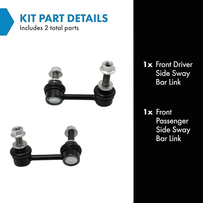 TRQ Front Driver and Passenger Side Sway Bar Link Set 2 Piece Compatible with 06 Lexus GS300 AWD 06-15 IS250 AWD 07-20 GS350 AWD 18-24 IS300 AWD 11-21 IS350 AWD 23-24 IS350 AWD 15-24 RC350 AWD