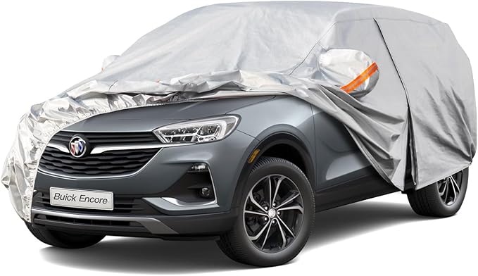 Kayme 6 Layers SUV Car Cover Custom Fit for Buick Encore/Encore GX(2012-2025) Waterproof All Weather for Automobiles, Outdoor Full Cover Rain Sun UV Protection.Silver