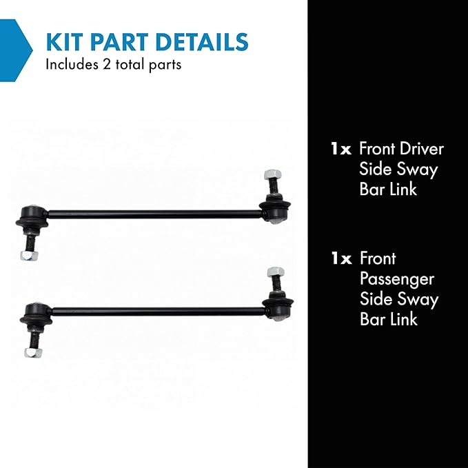 TRQ Front Driver and Passenger Side Sway Bar Link Set 2 Piece Compatible with 11-19 Ford Fiesta 18-22 EcoSport 11-14 Mazda 2 16-20 CX-3 2016 Scion iA 17-18 Toyota Yaris iA 19-20 Yaris