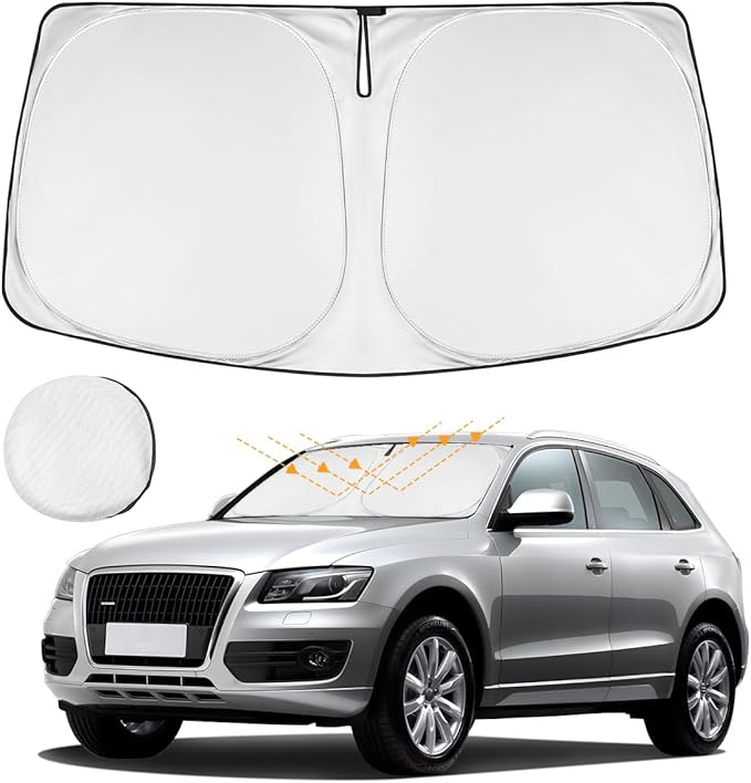 NEVERLAND Universal Car Windshield Sun Shade | 210D Oxford Fabric Sunshade Cover | Heat & UV Blocker (63.78" x 31.89")